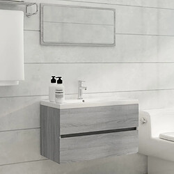 Maison Chic Ensemble de 2 meubles de salle de bain,Armoire rangement + miroir Sonoma gris -MN58005