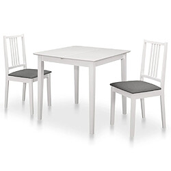 vidaXL Mobilier de salle à manger 3 pcs MDF Blanc