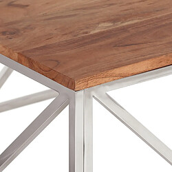 Maison Chic Table basse pour salon | Table à café argenté acier inoxydable et bois massif d'acacia -GKD47590 pas cher