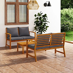 Maison Chic Salon de jardin 3 pcs - Table et chaises d'extérieur - Mobilier/Meubles de jardin Moderne avec coussin Bois d'acacia solide -MN25273