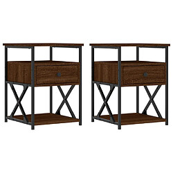 vidaXL Tables de chevet 2pcs chêne marron 40x42x55cm bois d'ingénierie