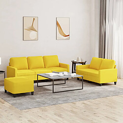 vidaXL Ensemble de canapés 3 pcs avec coussins Jaune clair Tissu