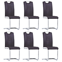 vidaXL Chaises à manger cantilever lot de 6 marron similicuir