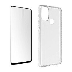 Avizar Coque Motorola Moto E20 Silicone Souple Verre Trempé 9H Transparent