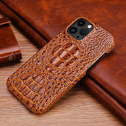 Coque en TPU + cuir véritable texture crocodile, anti-chocs, anti-chutte pour votre iPhone 14 Pro Max - café