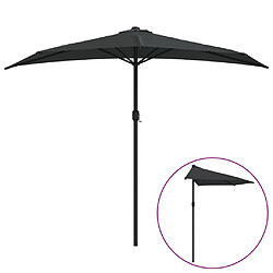 Helloshop26 Parasol demi de balcon avec mât en aluminium 270 x 135 x 245 cm noir 02_0008302