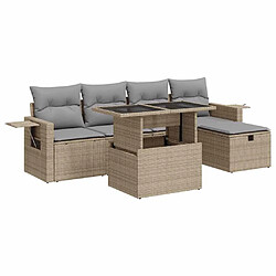 vidaXL Salon de jardin avec coussins 6 pcs beige résine tressée