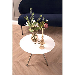 Acheter LEITMOTIV Table basse ronde Sliced - 4 pieds chromés - Diamètre 60 cm x Hauteur 40 cm - Blanc