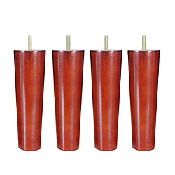 4pcs Cône Forme Eucalyptus Meubles En Bois Massif Canapé Jambes Rouges 4.5 * 6.5 * 20cm pas cher