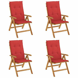 Maison Chic Lot de 4 Chaises de jardin inclinables,Fauteuil d'extérieur bois massif teck -MN25338