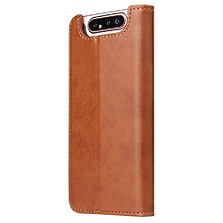 Avis Wewoo Housse Coque Etui en cuir à rabat horizontal PU avec texture + derme porte-cartes et pour Galaxy A80 Marron