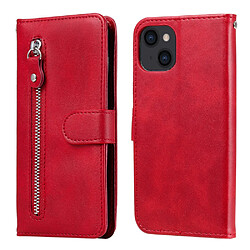 Etui en PU + TPU poche zippée rouge pour votre Apple iPhone 13 6.1 pouces