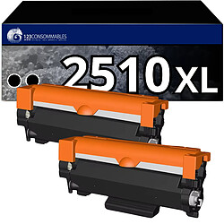 123CONSOMMABLES - TN2510XL - Toner compatible pour Brother TN-2510 TN2510 TN2510XL TN 2510XL pour Brother MFC-L2800DW HL-L2400DWE DCP-L2627DWE MFC-L2827DW HL-L2445DW MFC-L2860DW (2 Noir)