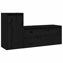 Maison Chic Meubles TV 2 pcs pour salon Noir Bois massif de pin -MN20656