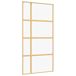 vidaXL Porte coulissante doré 102,5x205cm verre ESG clair et aluminium