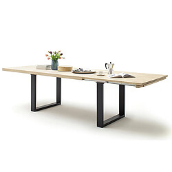 Pegane Table à manger extensible en chêne blanchi massif huilé / anthracite - L.180-280 x H.77 x P.100 cm