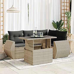 vidaXL Salon de jardin 5 pcs avec coussins gris clair résine tressée