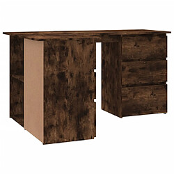 Helloshop26 Bureau table poste de travail meuble d'ordinateur informatique étude d'angle chêne fumé 145 x 100 x 76 cm bois d'ingénierie brun 02_0023672