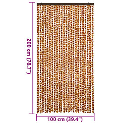 vidaXL Rideau anti-mouches ocre et blanc 100x200 cm chenille pas cher