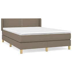 vidaXL Sommier à lattes de lit avec matelas Taupe 140x200 cm Tissu