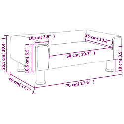 vidaXL Canapé pour enfants crème 70x45x26,5 cm velours pas cher