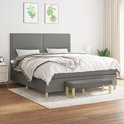 vidaXL Sommier à lattes de lit avec matelas Gris foncé 180x200cm Tissu