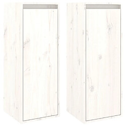 Maison Chic Lot de 2 Armoires murales,Meuble de Rangement,Armoire Suspendue Blanc 30x30x80 cm Bois de pin massif -MN99856