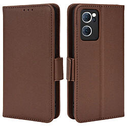 Etui en PU texture litchi avec support, marron pour votre Oppo Reno7 5G