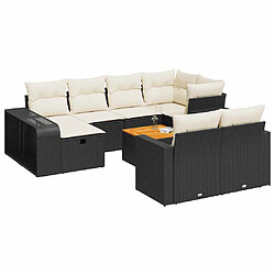 vidaXL Salon de jardin 11 pcs avec coussins noir résine tressée