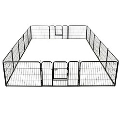 Acheter vidaXL Parc pour chiens 16 panneaux Acier 60 x 80 cm Noir