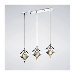 Luminaire Center Suspension Amano Line 3 Ampoules chrome poli/cristal