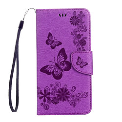 Wewoo Housse Étui Violet pour Google Pixel XL Papillons Gaufrage Horizontal en cuir Flip avec support & Slots de cartes Portefeuille & Longe