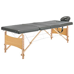 vidaXL Table de massage avec 4 zones Cadre en bois Anthracite 186x68cm