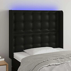 Maison Chic Tête de lit scandinave à LED,meuble de chambre Noir 83x16x118/128 cm Similicuir -MN74246