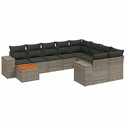 Maison Chic Salon de jardin avec coussins 10 pcs, Ensemble Tables et chaises de jardin, gris résine tressée -GKD686019