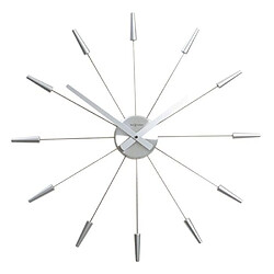 Avis Nextime - 2610ZI - Pendule Murale - 58 - Acier Inoxydable - Plastique - Argent - 'Plug Inn' - Diamètre: 58 cm