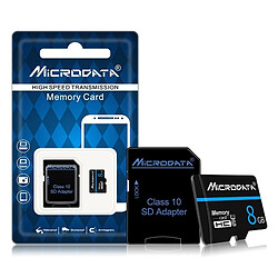 Wewoo Carte Micro SD mémoire MICRODATA 8GB U1 Blue Line et Black TF SD pas cher