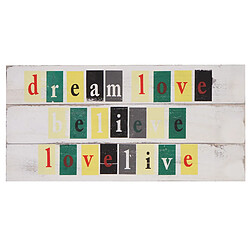 Mendler Planche murale Love-Life, planche décorative, panneau style shabby, vintage, 3 crochets, 30x60cm