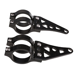 2pcs Universel Support Fixation de Phare Fourche de Moto en Métal - Noir