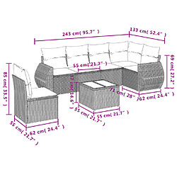 Acheter vidaXL Salon de jardin avec coussins 7 pcs gris clair résine tressée