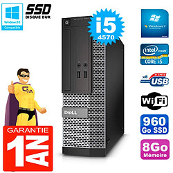 PC DELL 3020 SFF Core I5-4570 RAM 8Go Disque Dur 960 Go SSD Graveur DVD Wifi W7 - Occasion