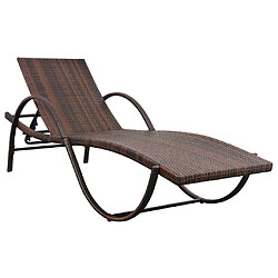 vidaXL Chaise longue avec coussin Résine tressée Marron