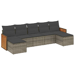 vidaXL Salon de jardin avec coussins 7 pcs gris résine tressée