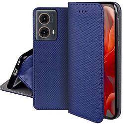 Htdmobiles Housse etui portefeuille avec coque interieure en silicone pour Motorola Moto G85 5G + verre trempe - BLEU MAGNET