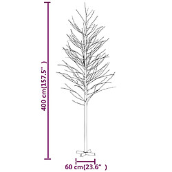 vidaXL Bouleau blanc à LED 672 LED Blanc chaud 400 cm pas cher