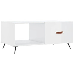 vidaXL Table basse Blanc brillant 90x50x40 cm Bois d'ingénierie