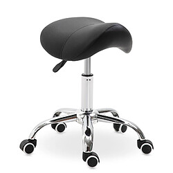 Homcom Tabouret de massage tabouret selle ergonomique pivotant 360° hauteur réglable P.U noir chromé