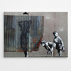 EPIKASA Impression sur Toile Banksy Bébé Espion, Gris, Polyester, 100x3x70 cm