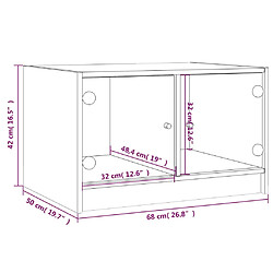 vidaXL Table basse avec portes en verre noir 68x50x42 cm pas cher