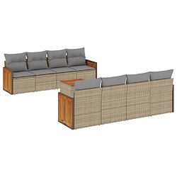 Maison Chic Salon de jardin avec coussins 9 pcs | Ensemble de Table et chaises | Mobilier d'Extérieur beige résine tressée -GKD26341